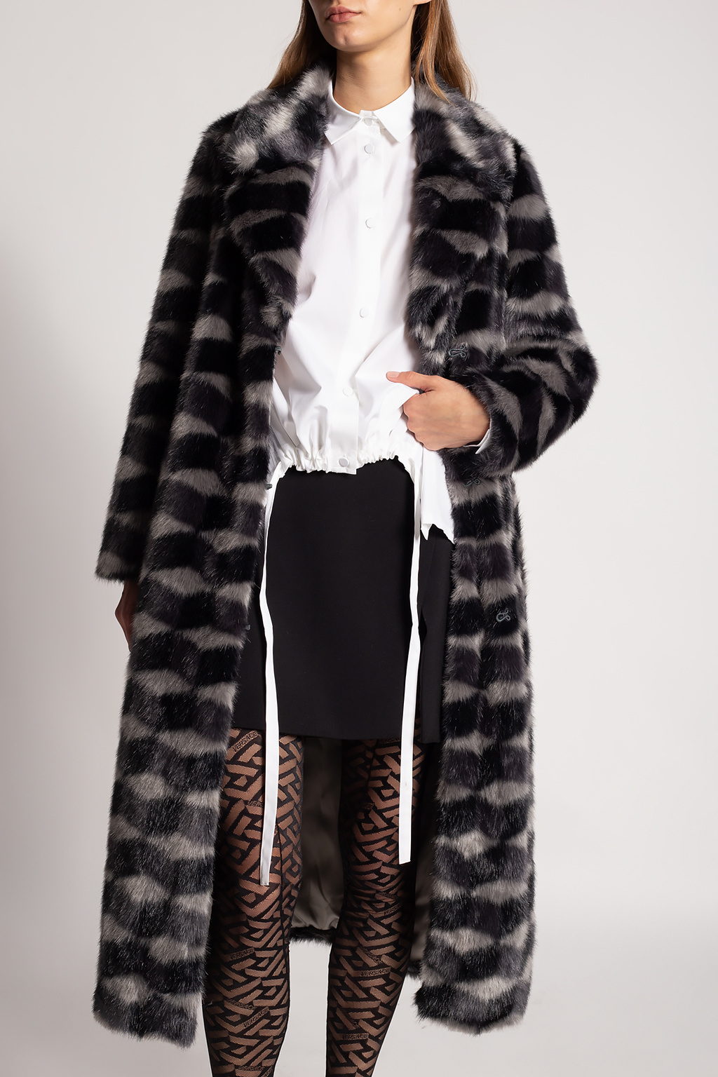 IetpShops LA Fur coat with geometrical pattern Emporio red